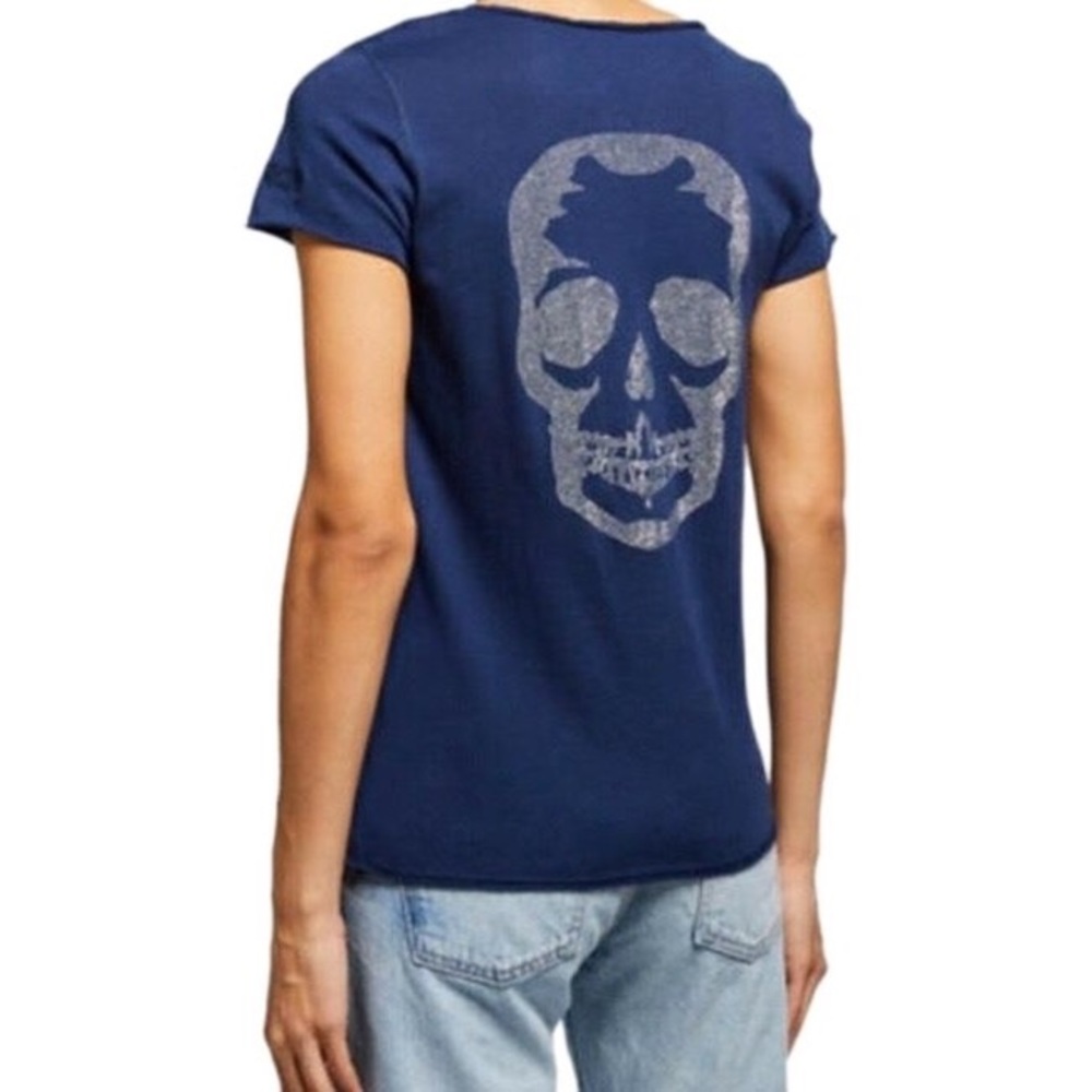 NWT Zadig & Voltaire Navy Bling Skull Tee